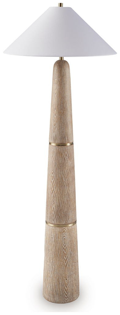 Gasparleigh - Poly Floor Lamp - Brown / Gold Finish