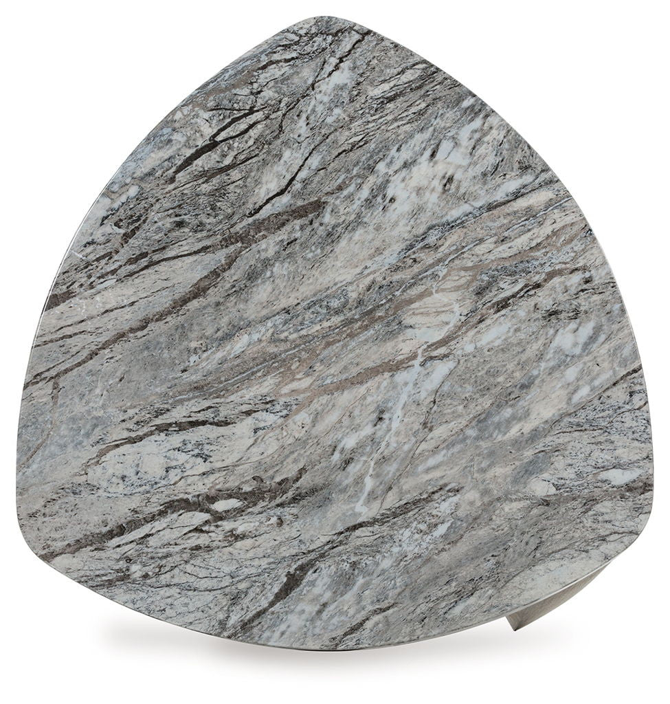 Surmour - Triangle End Table - Gray / Brown