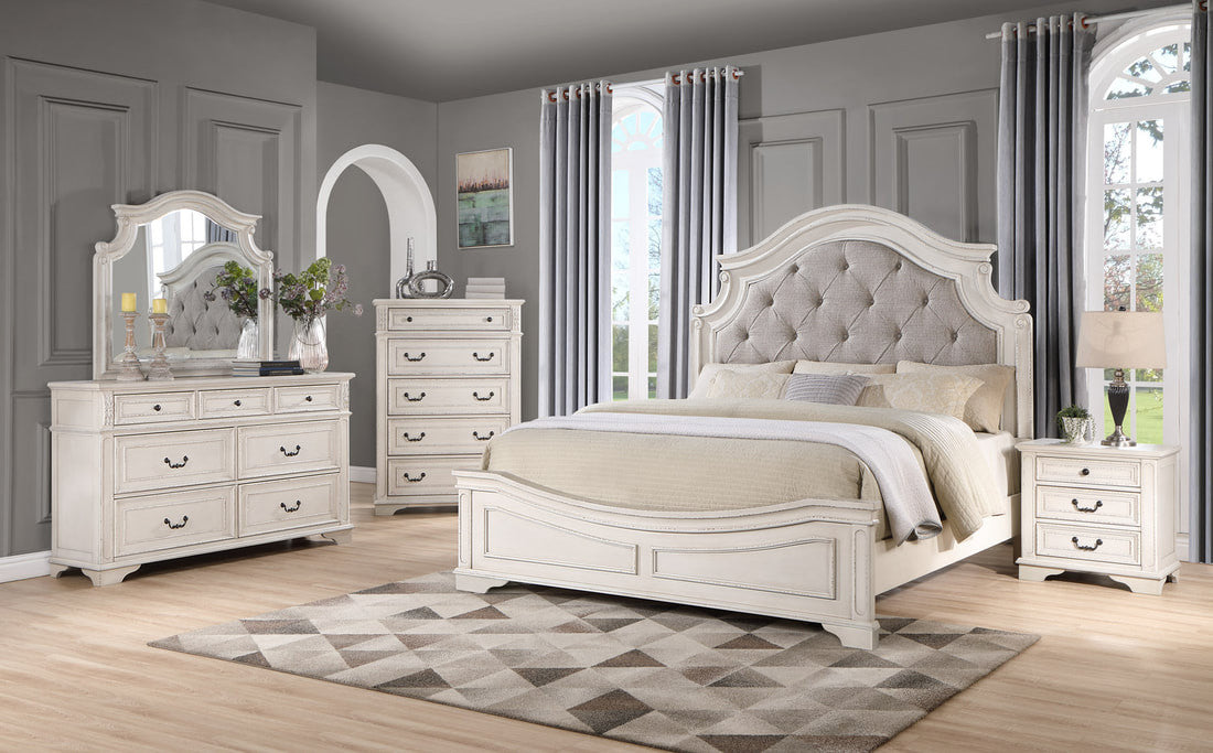 B6000 Antique White 7 Piece Bedroom Set