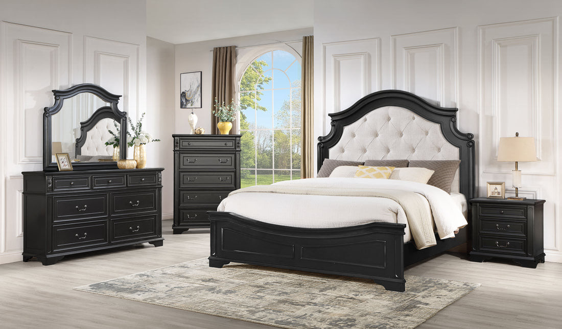 B6020 Black 7 Piece Bedroom Set