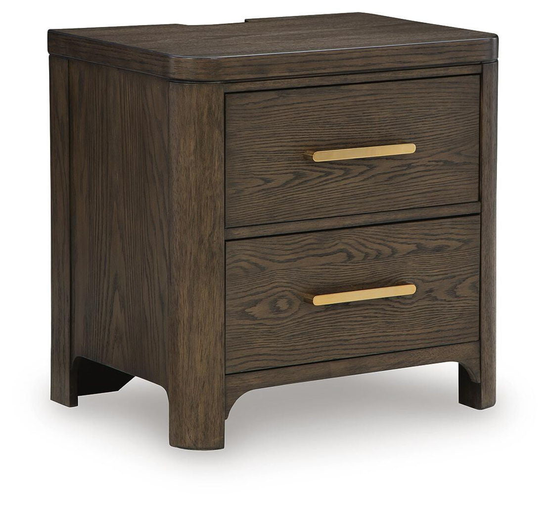 Radkin - Two Drawer Night Stand - Burnished Brown