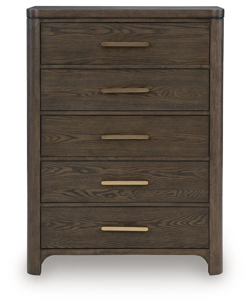 Radkin - Five Drawer Chest - Burnished Brown