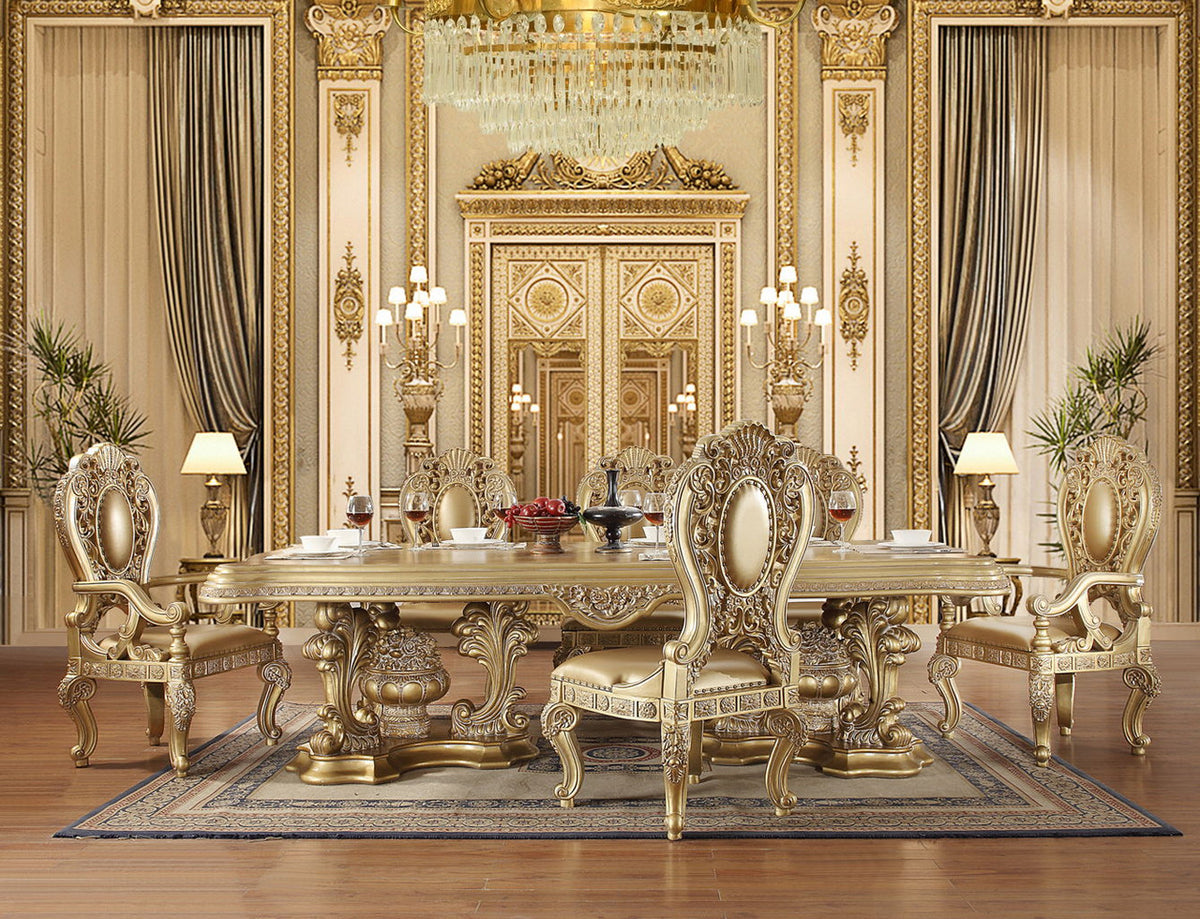 Seville - Arm Chair (Set of 2) - Synthetic Leather & Gold