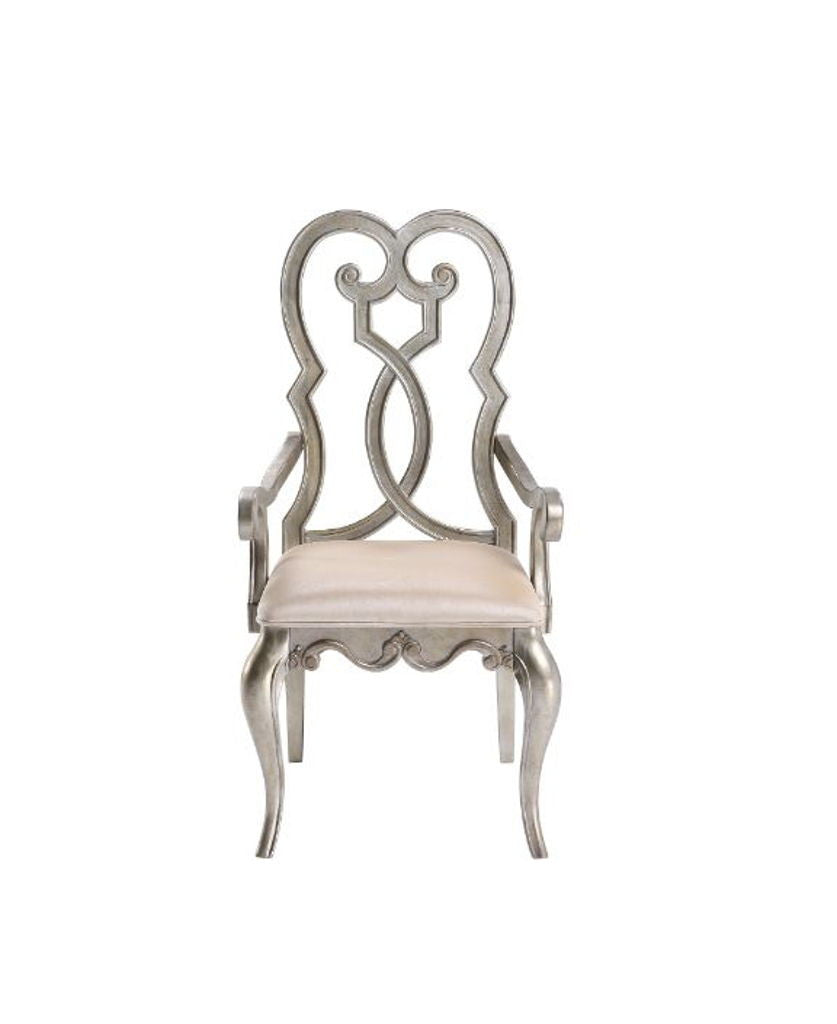 Esteban - Arm Chair (Set of 2) - Ivory Velvet & Antique Champagne