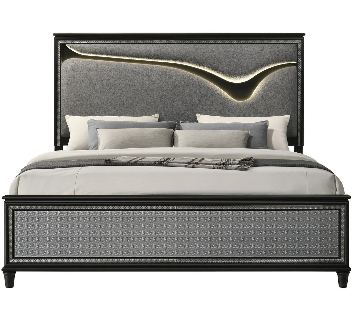 Solstice Black/Gray LED Bedroom With Storage