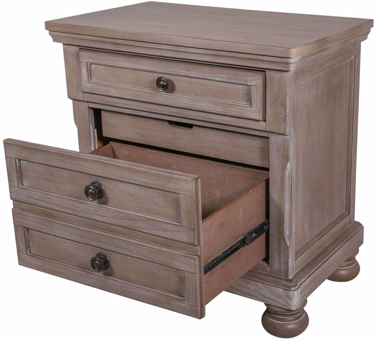 Braylon Grey Nightstand With Hidden Storage