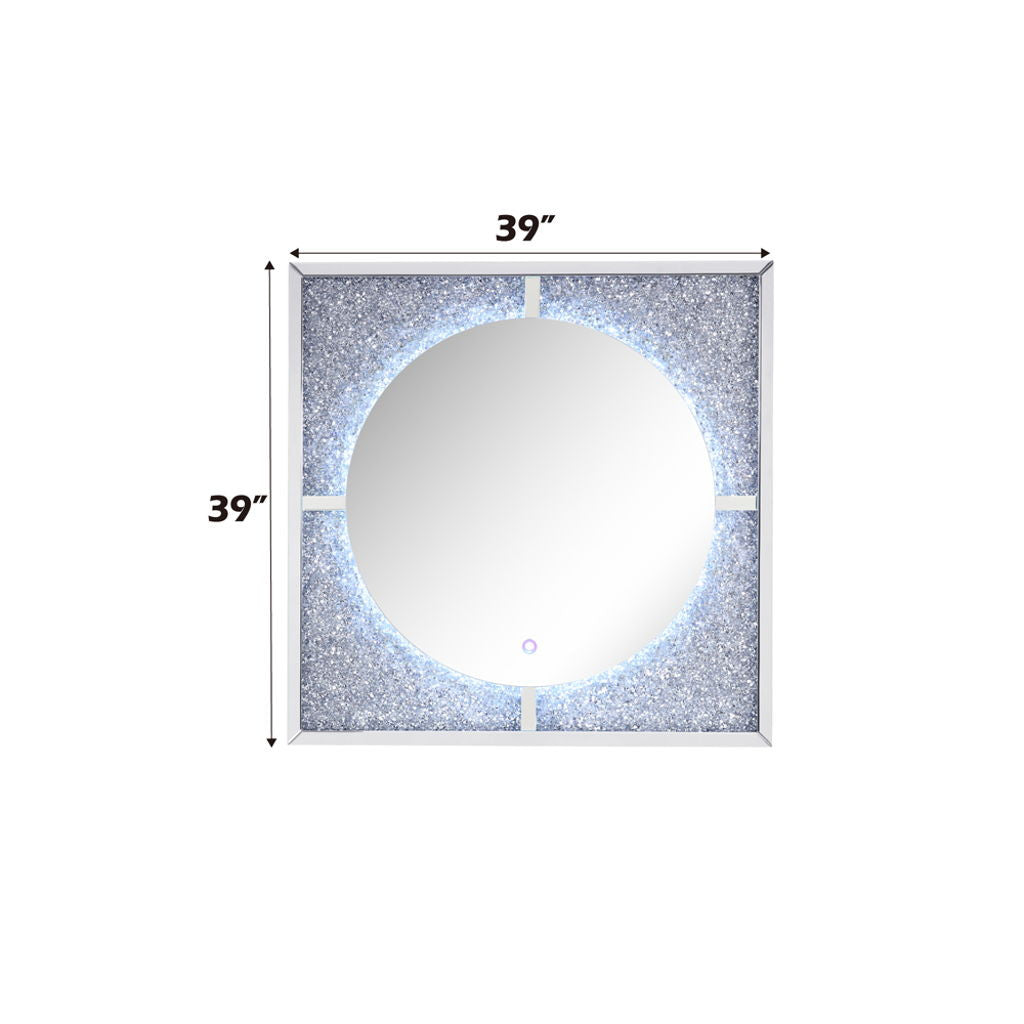Noralie - Accent Mirror With LED - Mirrored, Faux Diamonds
