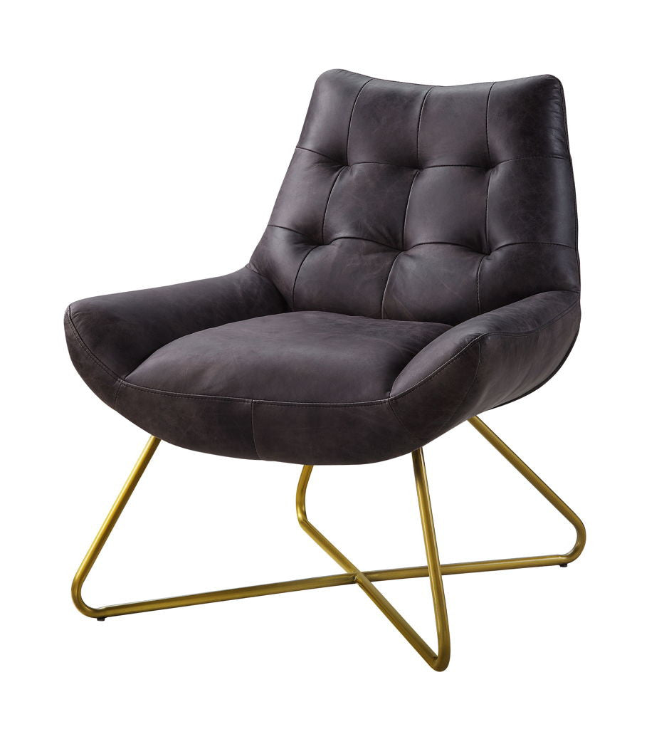 Dhalsim - Accent Chair - Antique Ebony Top Grain Leather