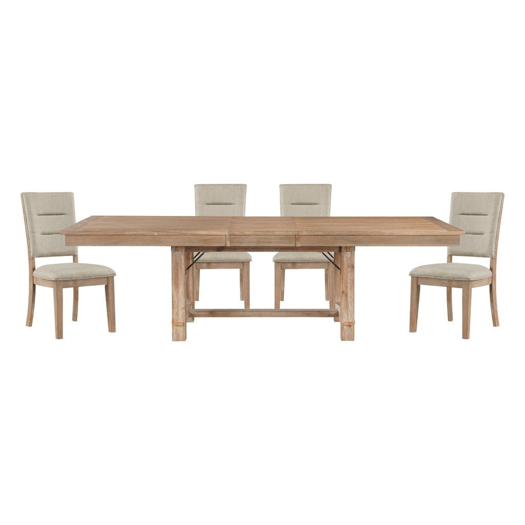 Aberdeen - 5 Piece Dining Room Set (Table & 4 Side Chairs) - Beige / Oak
