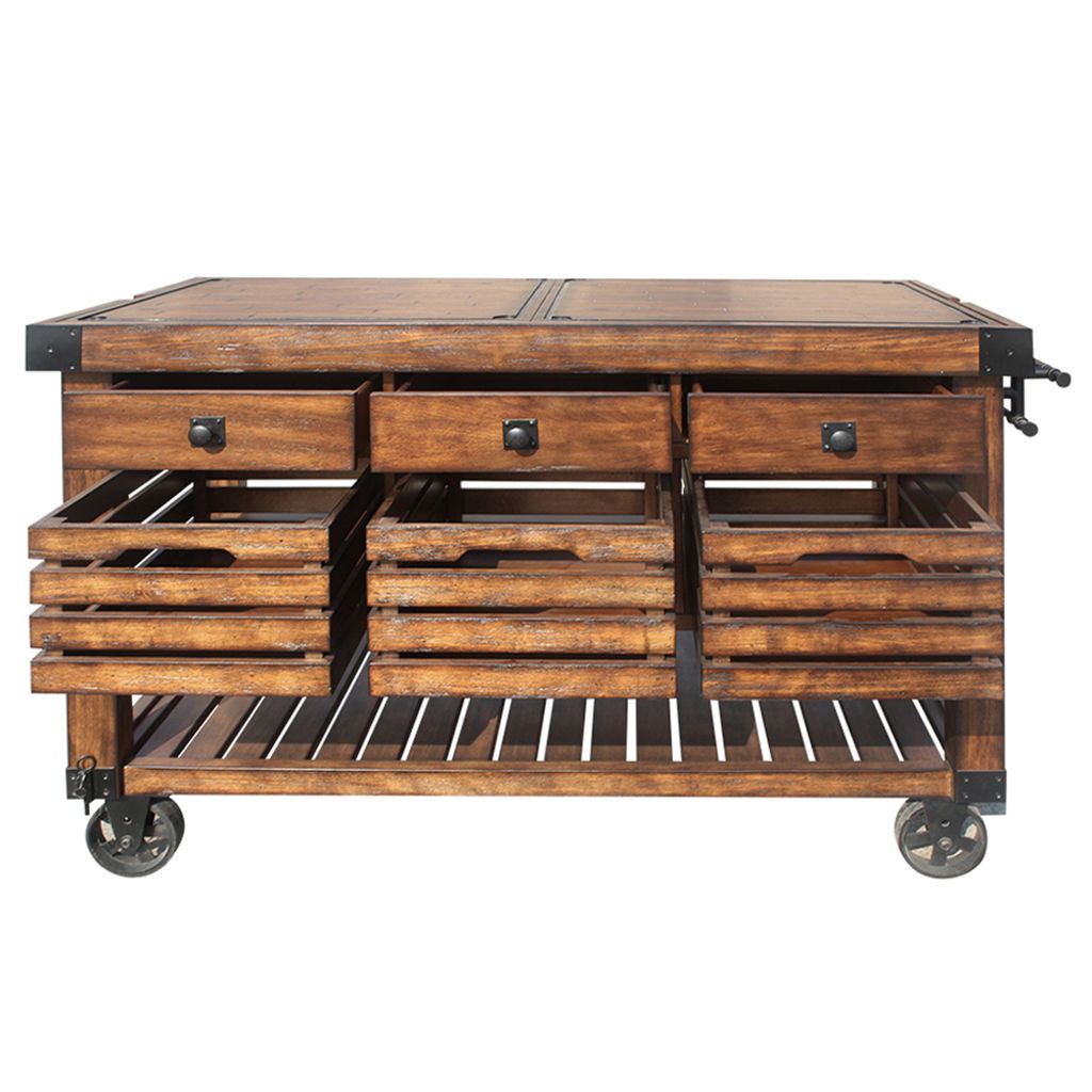 Kaif - Kitchen Cart - Distressed Chestnut