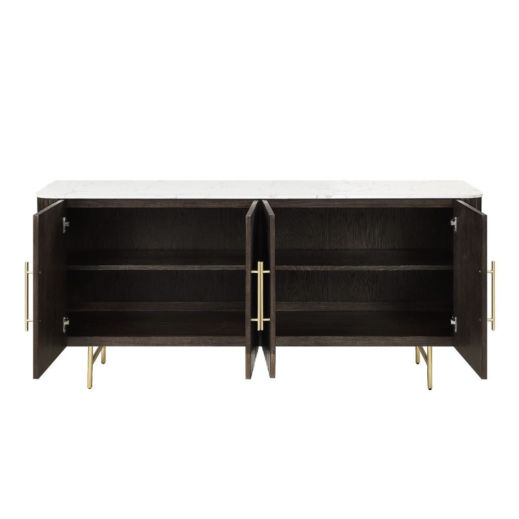Clayten - Server - White Natural Marble Top & Espresso