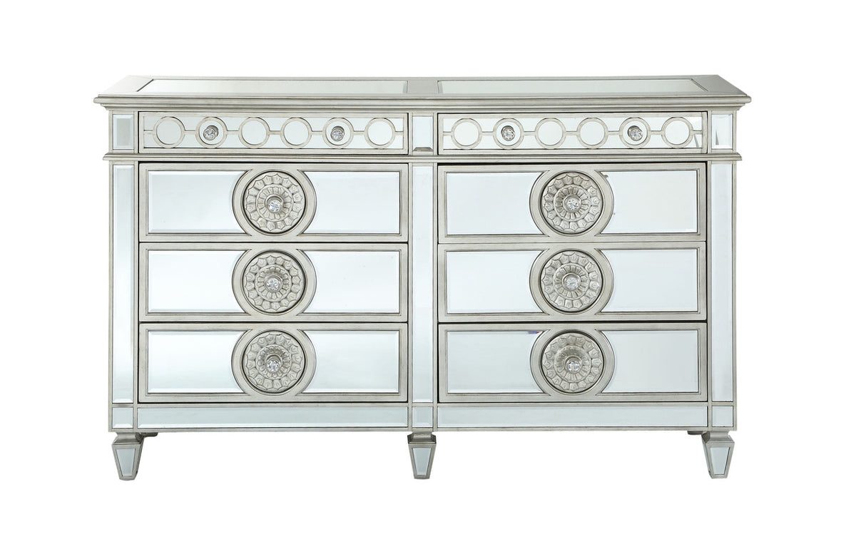 CLARATON Blue Fabric Bed With Mirrors Bedroom Set
