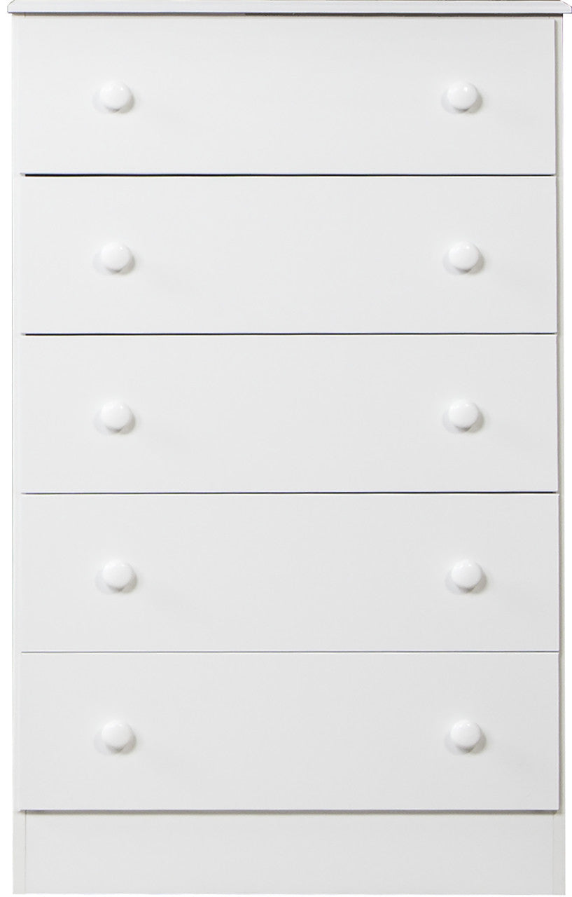 COEPTO White 27" Wide 5 Drawer Chest