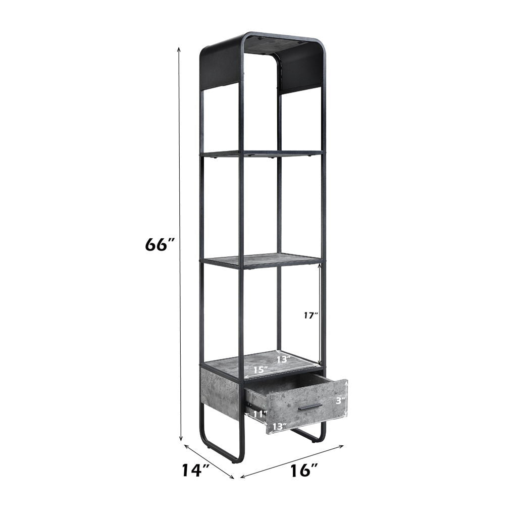 Raziela - TV Stand Side Pier - Concrete Gray & Black