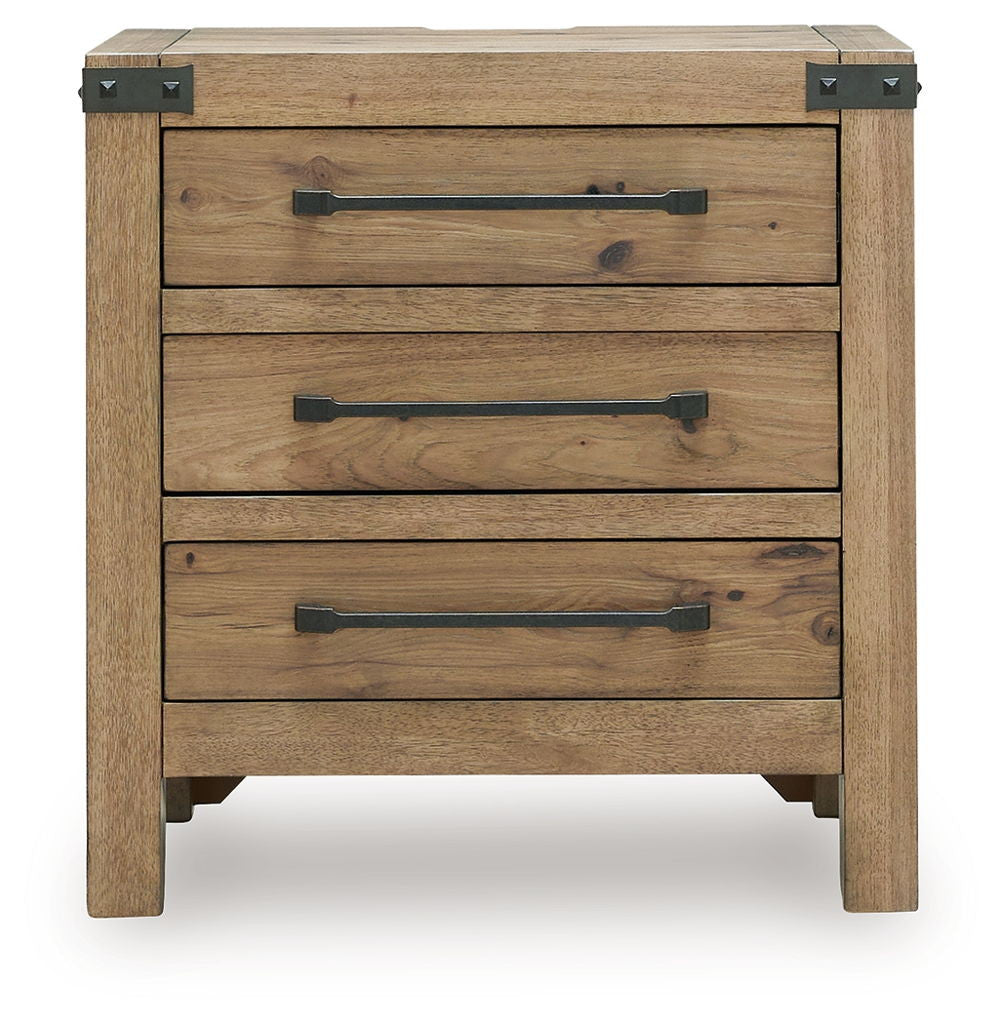 Ridgester - Three Drawer Night Stand - Light Brown