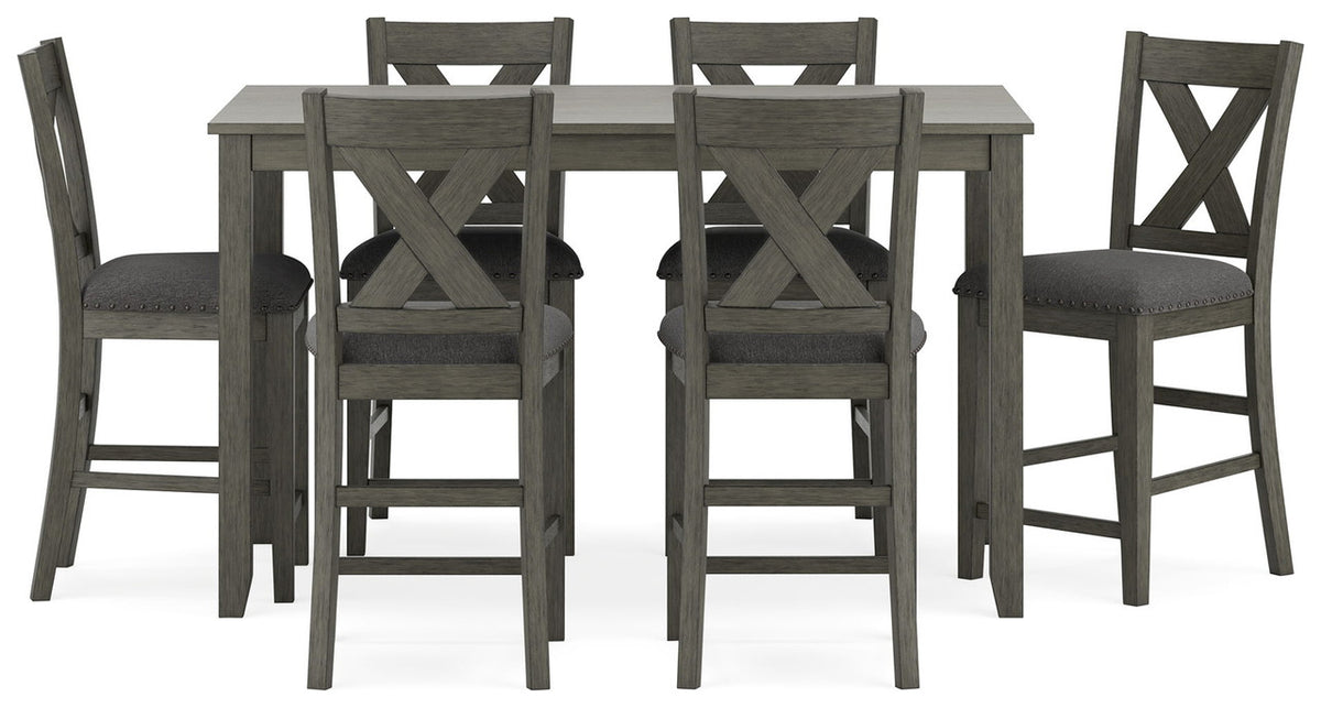 Caitbrook - Rect Drm Counter Table Set (Set of 7) - Gray