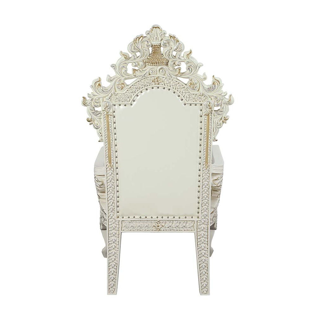 Adara - Arm Chair (Set of 2) - Pearl White Synthetic Leather & Antique White