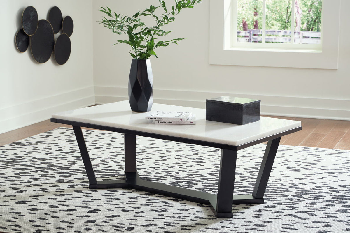 Fostead - Rectangular Cocktail Table - White / Espresso