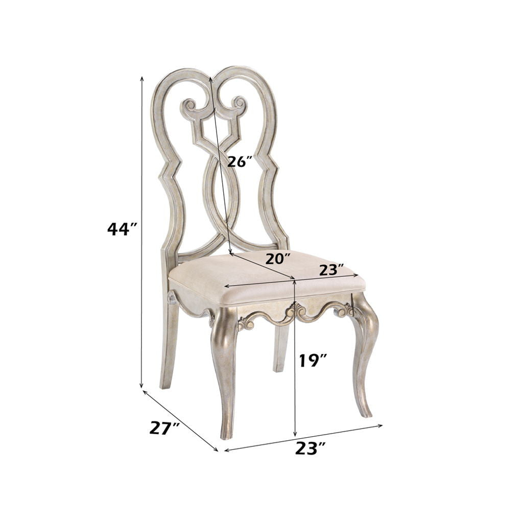Esteban - Side Chair (Set of 2) - Ivory Velvet & Antique Champagne