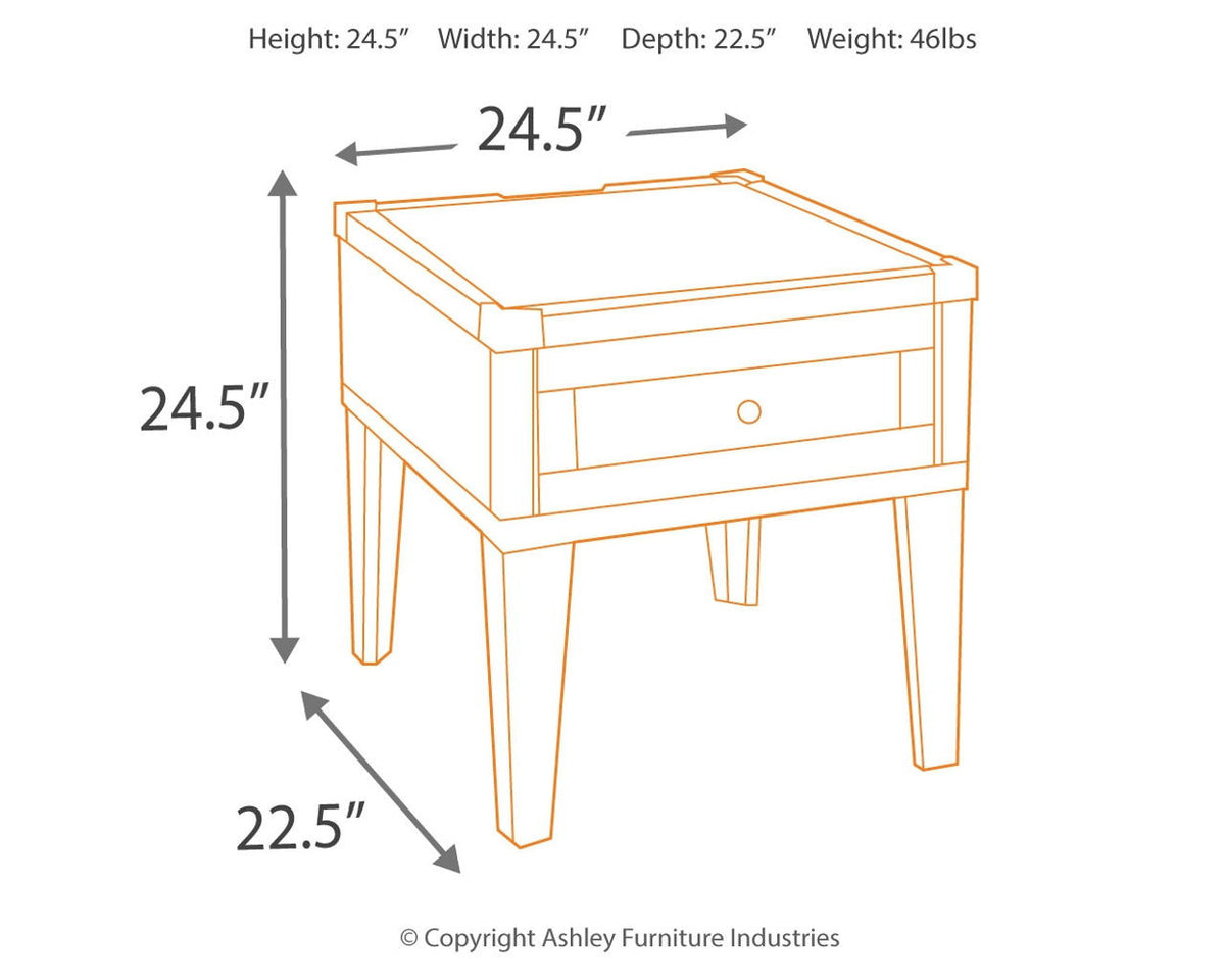 Todoe - Rectangular End Table - Dark Gray