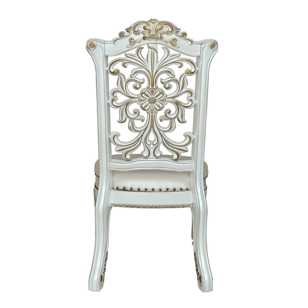 Vendome - 48" Side Chair (Set of 2) - Synthetic Leather & Antique Pearl