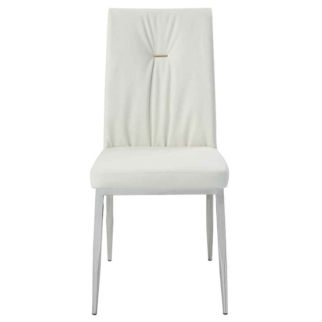 Kamaile - Side Chair (Set of 2) - Beige Synthetic Leather & Chrome