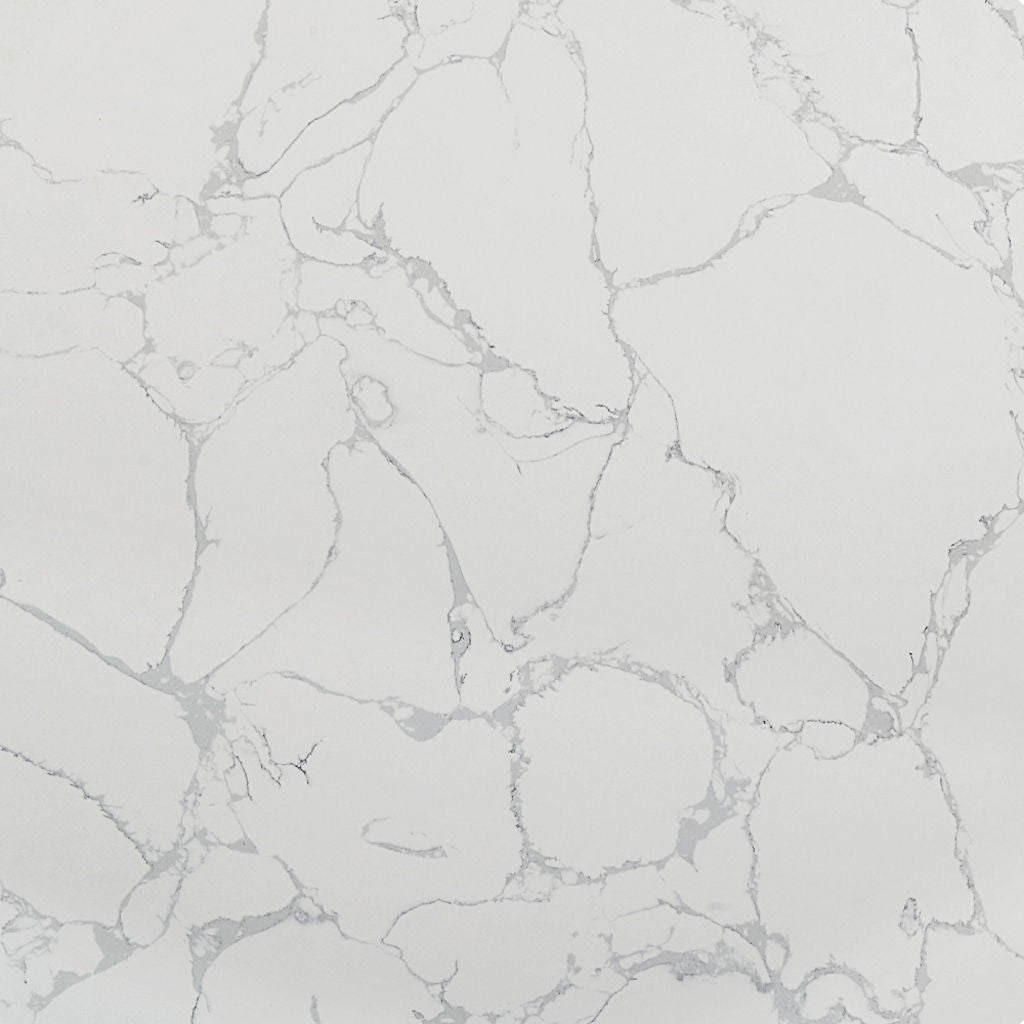 Koen - Round Dining Table, Engineering Marble Top - White & Black