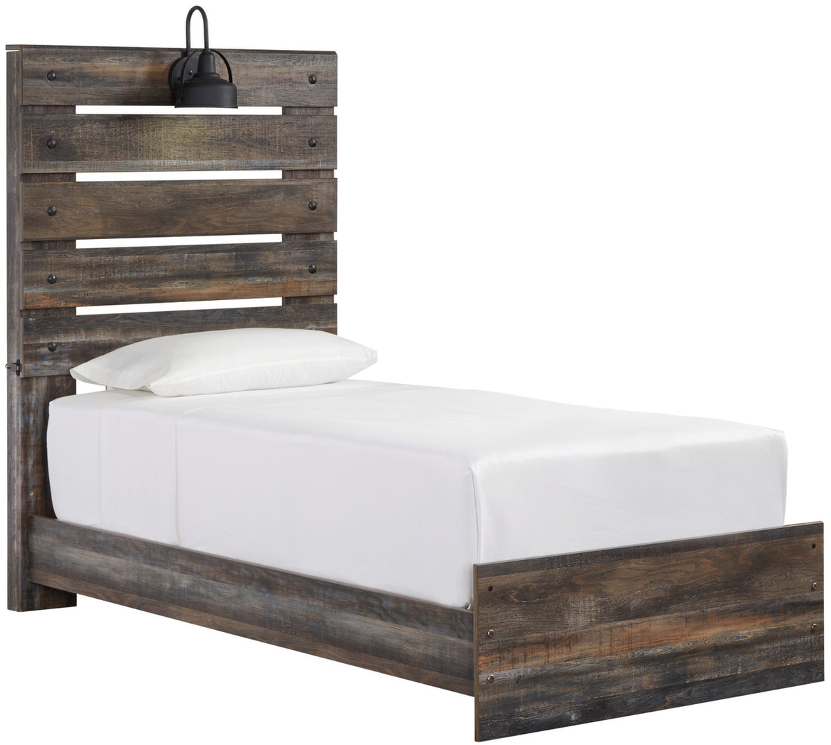 EMEK Brown 61" Height Youth Bed with LED Light Sconces