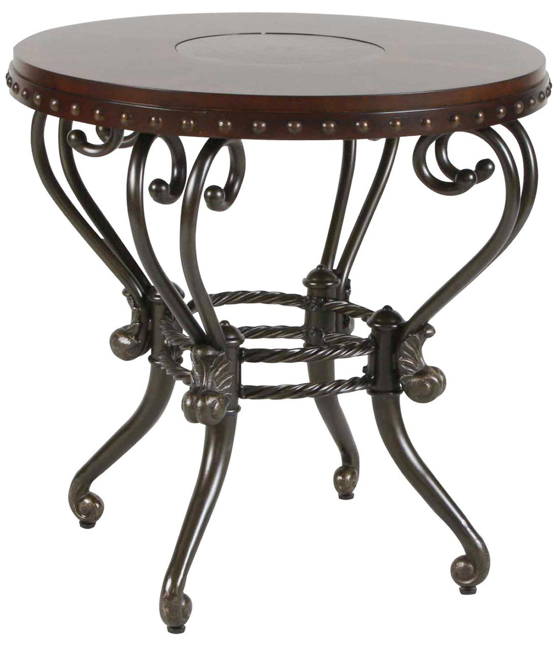Emmanuelle Metal & Wood Warm Tobacco End Table