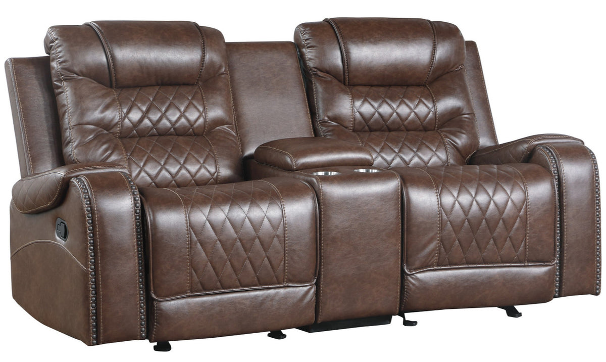 EMPEROR Brown Suede Reclining Sofa & Loveseat