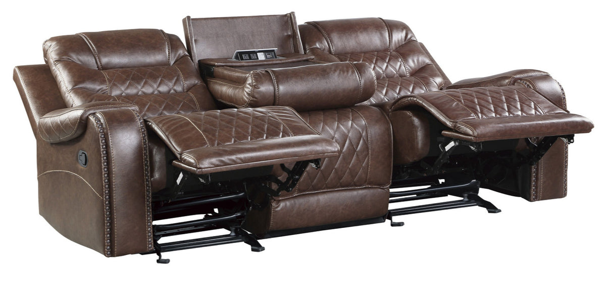 EMPEROR Brown Suede Reclining Sofa & Loveseat