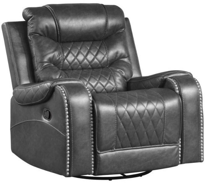 EMPEROR Gray 40" Wide Swivel Glider Recliner Chair