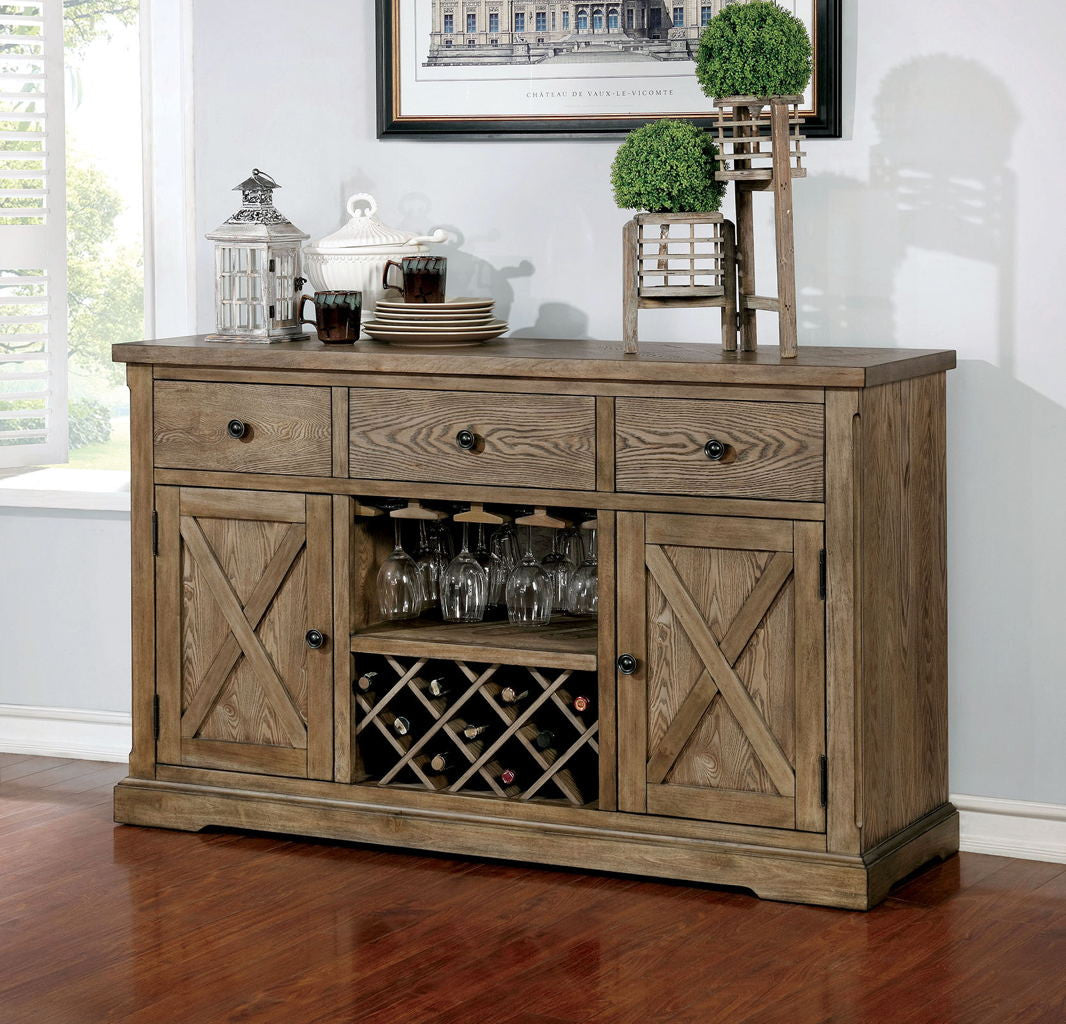LOCHLAKE 60" Wide Server with Wine Rack