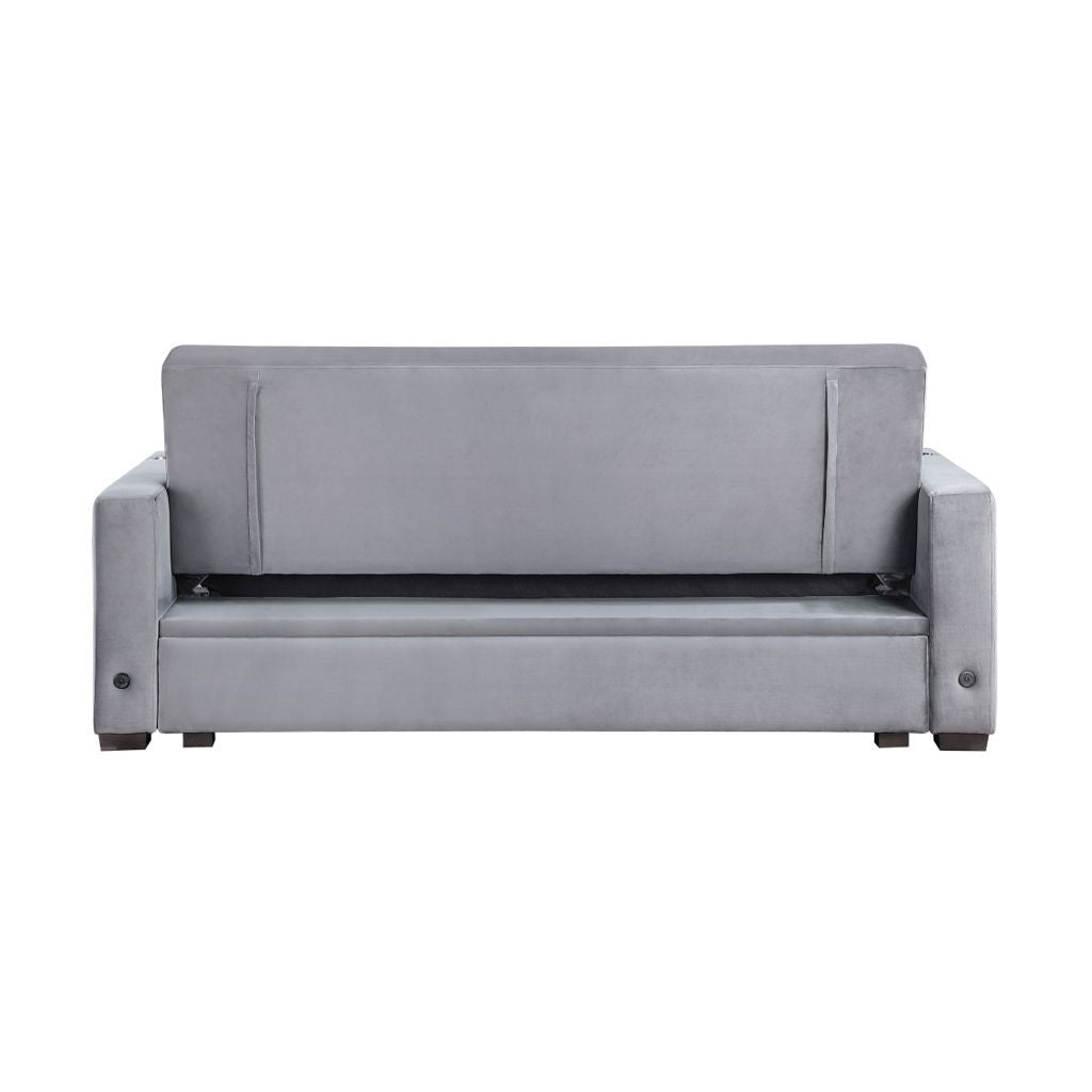 Grady - Convertible Sofa With Hidden Storage, Cup Holders And Charging Ports - Gray
