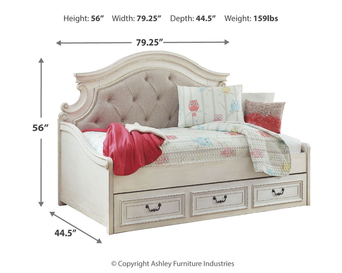 Realyn - Twin Day Bed With Storage - Chipped White