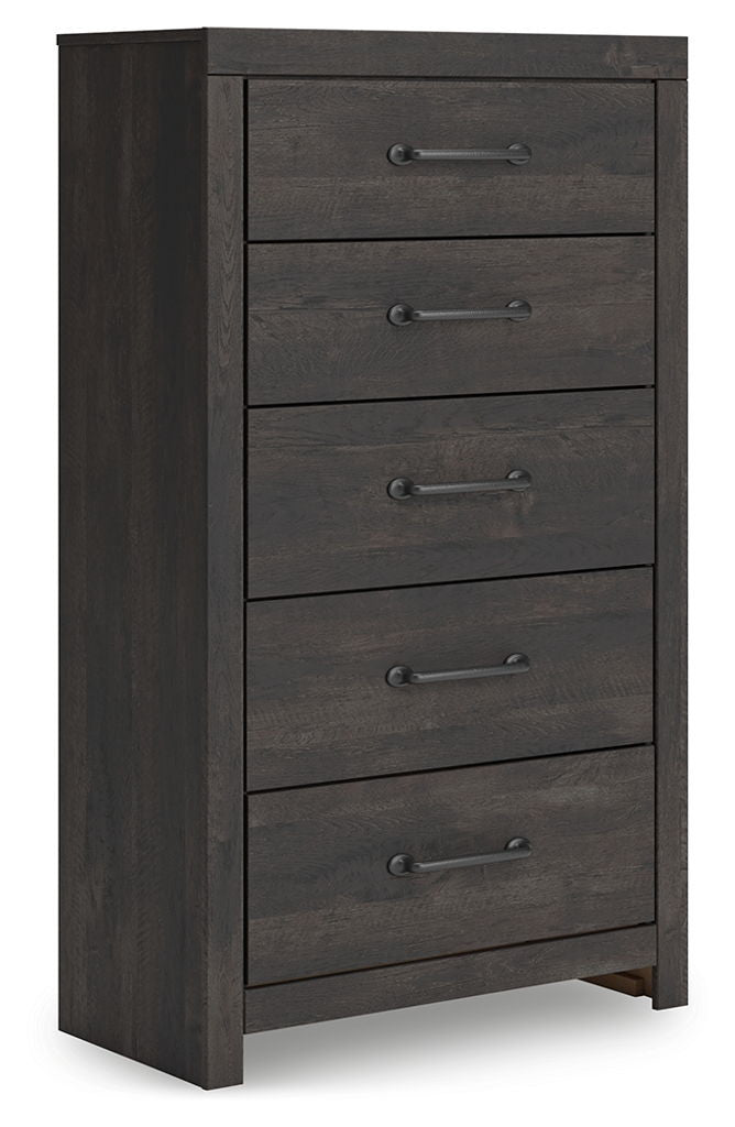 Hollivern - Five Drawer Chest - Dark Gray