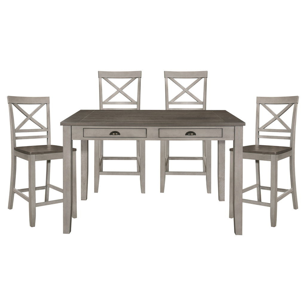Brightleaf - 5 Piece Dining Room Set (Table & 4 Side Chairs) - Gray