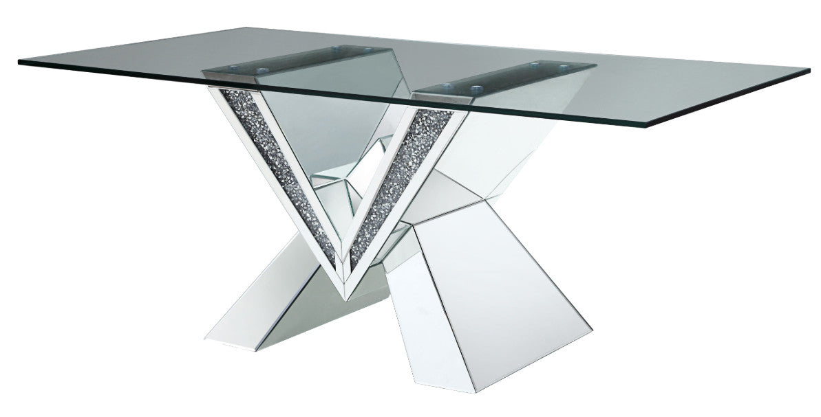 BAQUET Rectangular Glam Mirrored 7-PC Dining Set