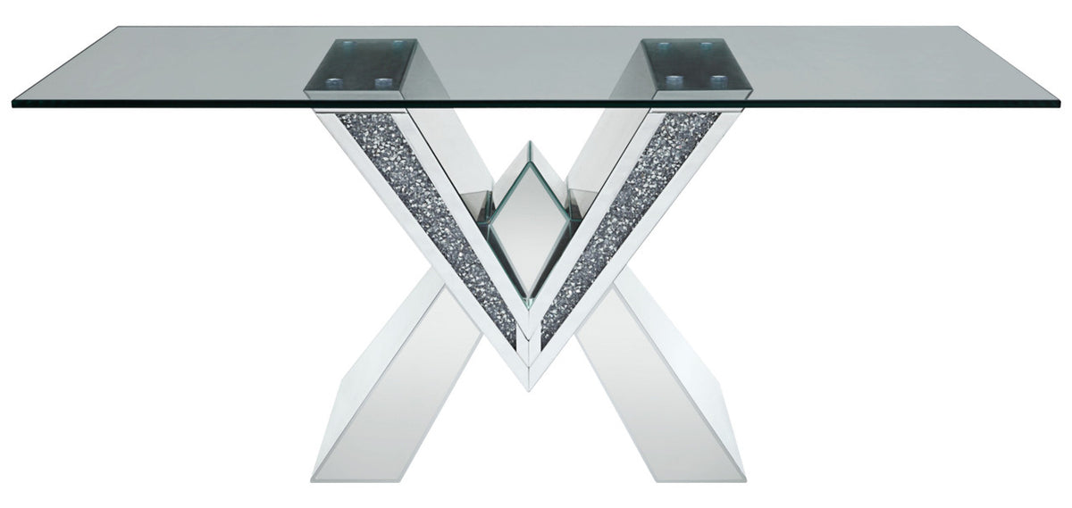 BAQUET Rectangular Glam Mirrored 7-PC Dining Set