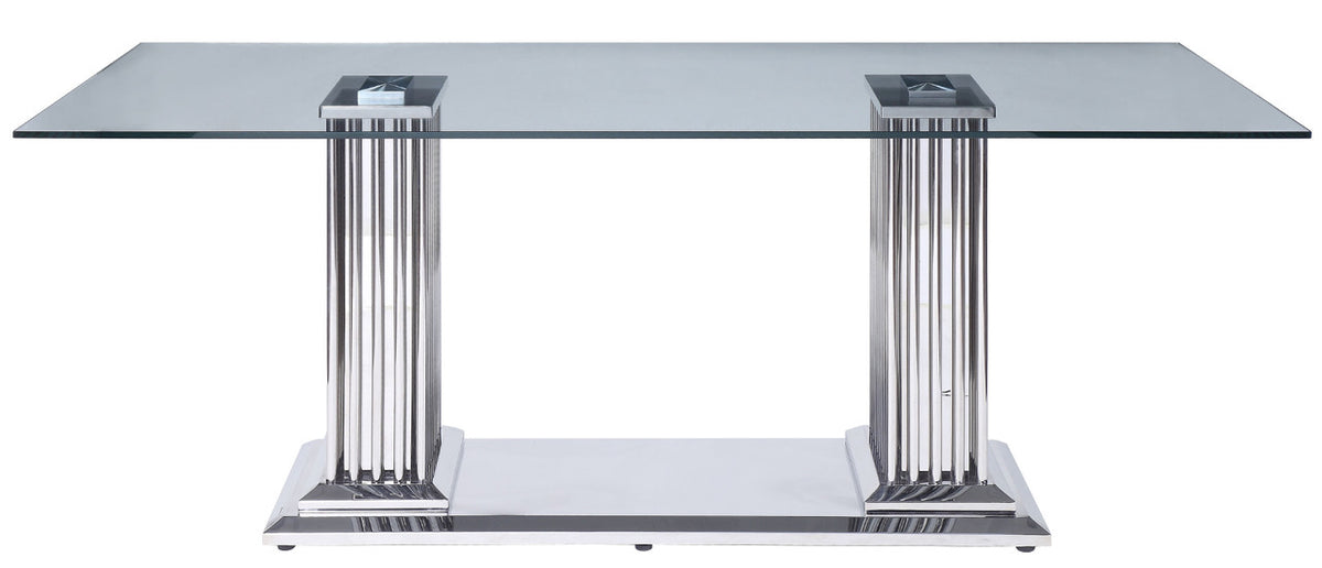 BAQUET Rectangular Stainless Steel Glam Mirrored 7-PC Dining Set