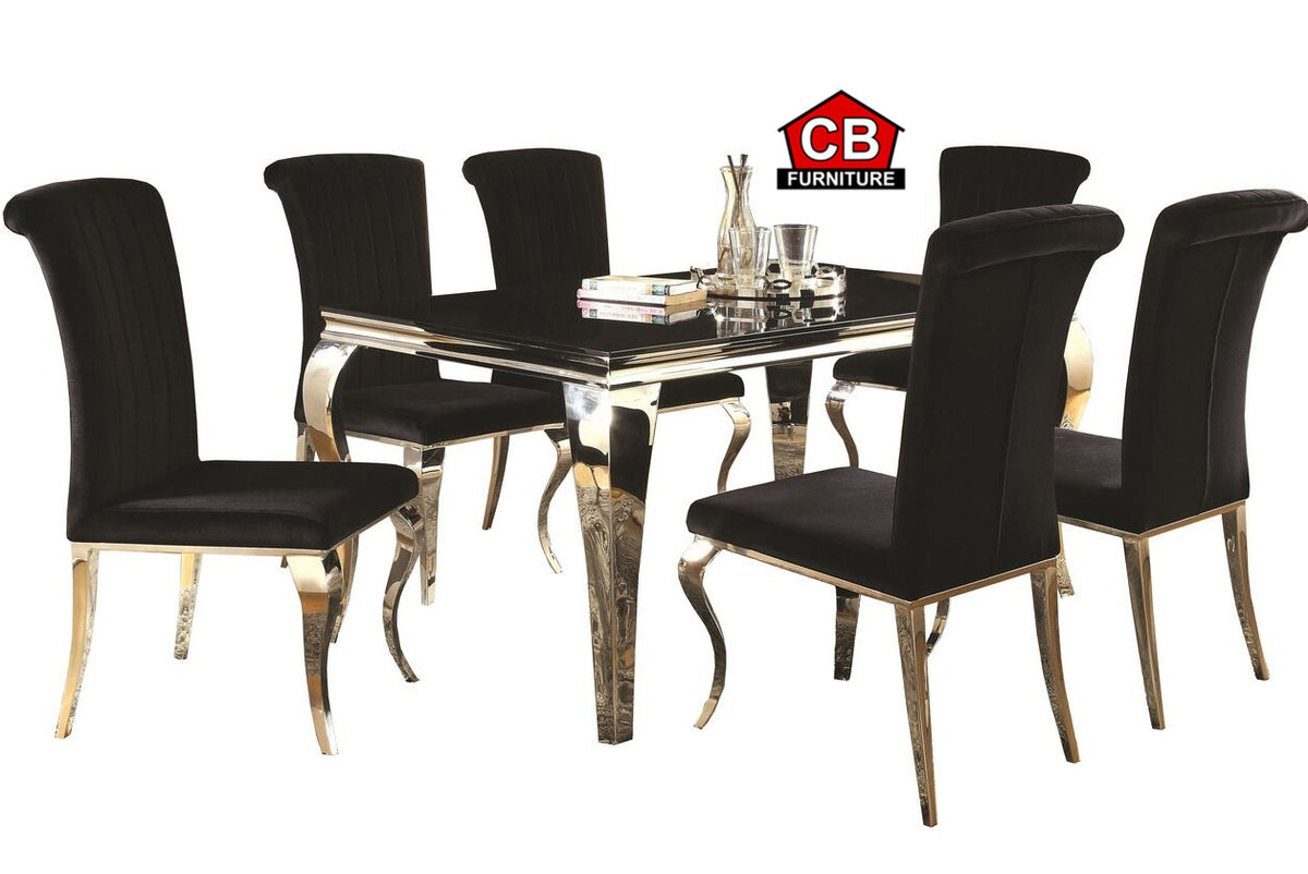 London 59" Black 7 Piece Dining Set
