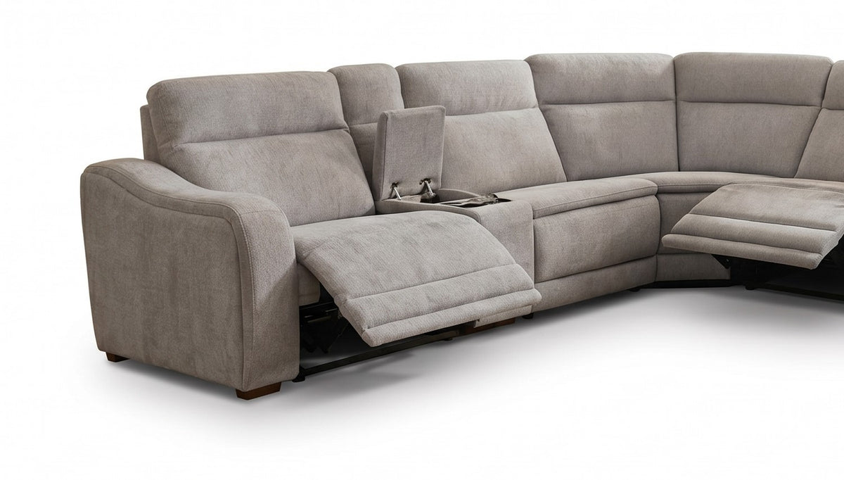Grandview Light Gray 7-Piece Power Reclining Sectional with Storage Chaise