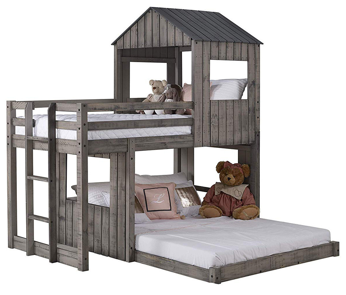 Stan Rustic Grey Twin over Full Tree House Loft