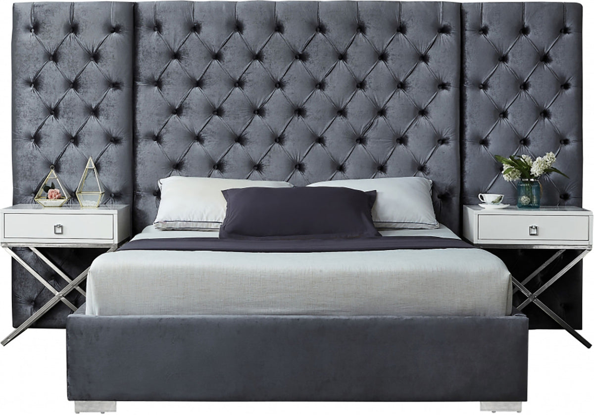 FANTASIA Gray Velvet Bed