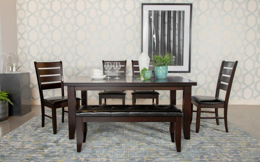 HAYVILLE Dark Brown & Black 47" Wide Dining Height Bench
