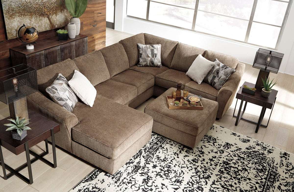 HAZMEL Teak Chenille 131" x 97" Oversized Sectional