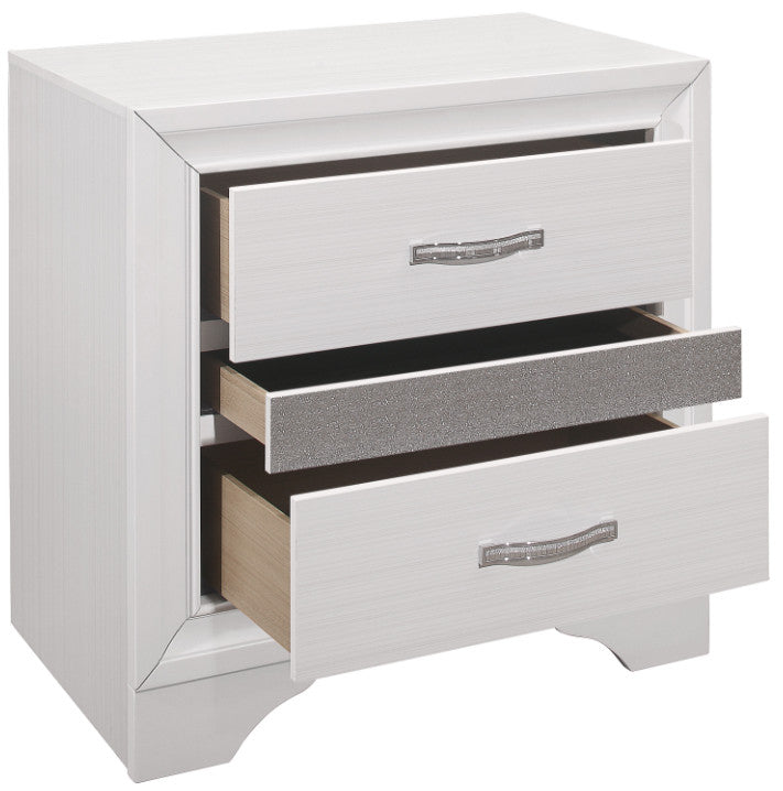 HUDSON White Platform Bedroom Set with Hidden Drawers