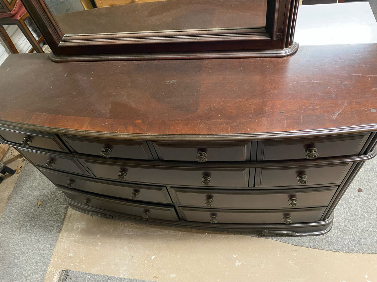 GRANDOVER Dark Brown 67" Wide Dresser & Mirror