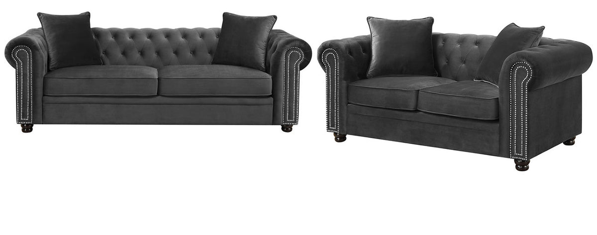 ISADORA Gun Metal Sofa & Loveseat