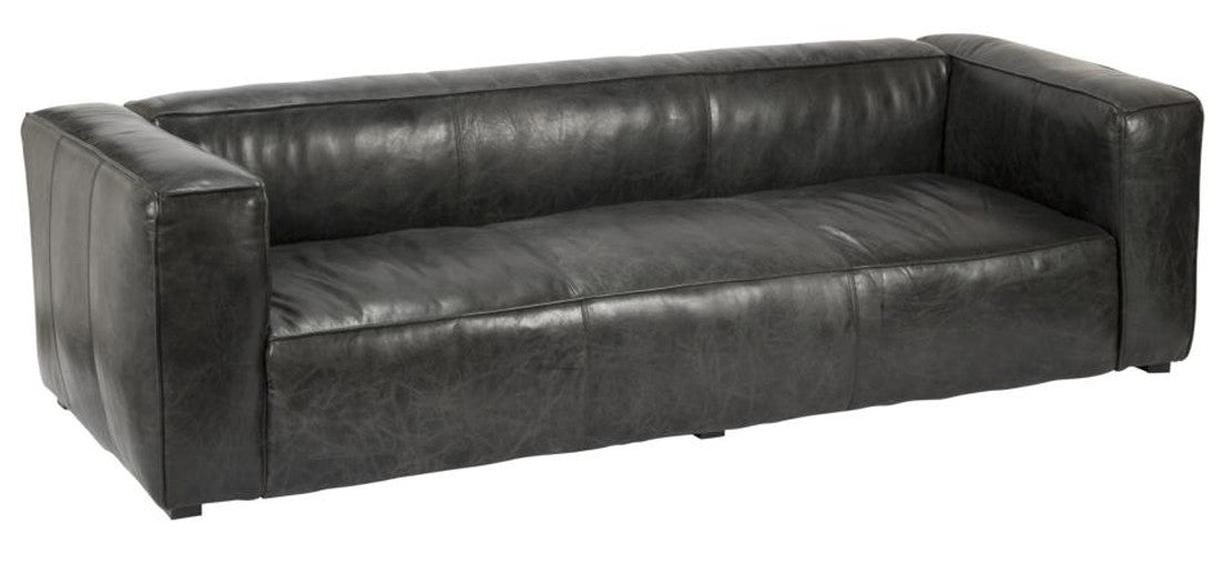 Joann Charcoal Top Grain Leather Sofa